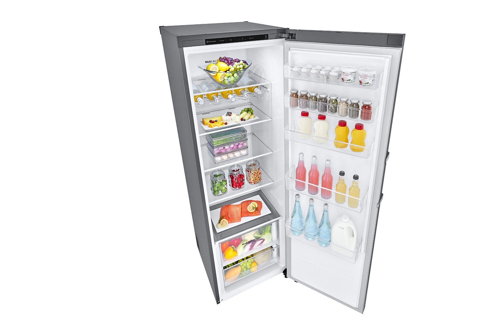 LG 386L Fritstående køleskab (Shiny Steel) - Energiklasse D, Door Cooling™, LINEARCooling™, Moist Balance Crisper™, GLT51PZGSF