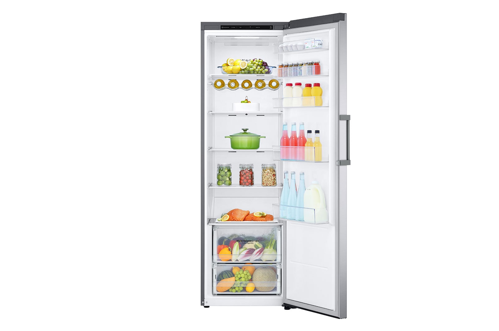 LG 386L Fritstående køleskab (Shiny Steel) - Energiklasse D, Door Cooling™, LINEARCooling™, Moist Balance Crisper™, GLT51PZGSF