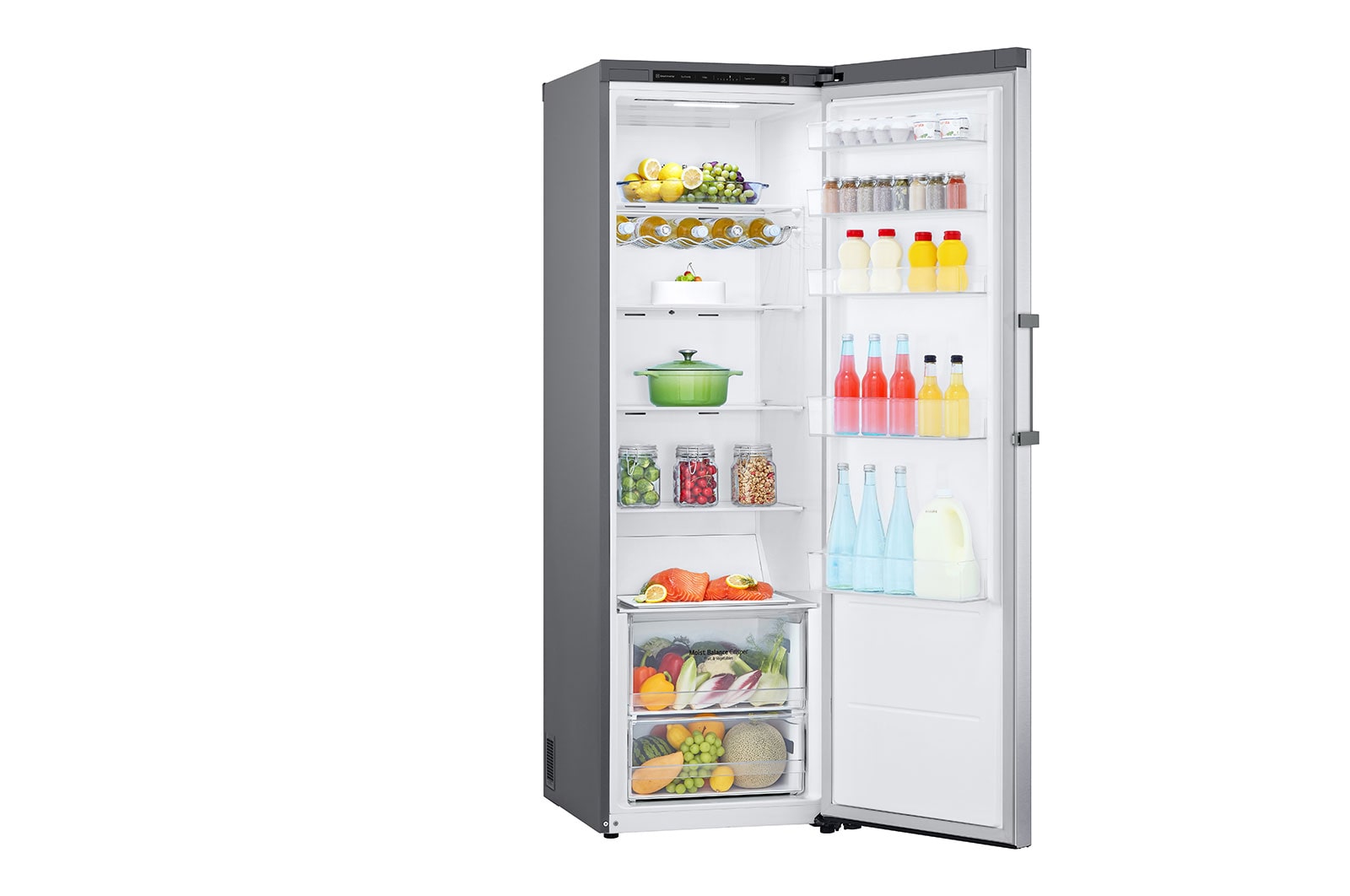 LG 386L Fritstående køleskab (Shiny Steel) - Energiklasse D, Door Cooling™, LINEARCooling™, Moist Balance Crisper™, GLT51PZGSF