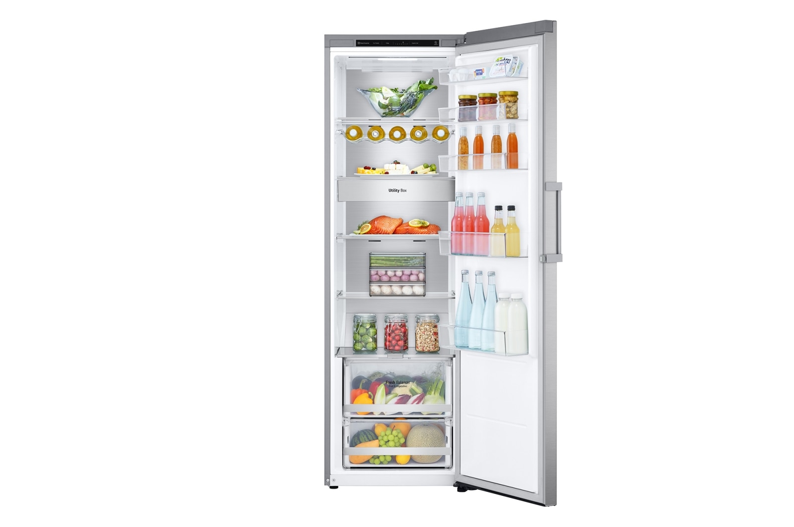 LG 386L Fritstående køleskab (Metal Sorbet) - Energiklasse E, Door Cooling™, LINEARCooling™, FRESHBalancer™, Smart Diagnosis™, GLT71MBCSZ