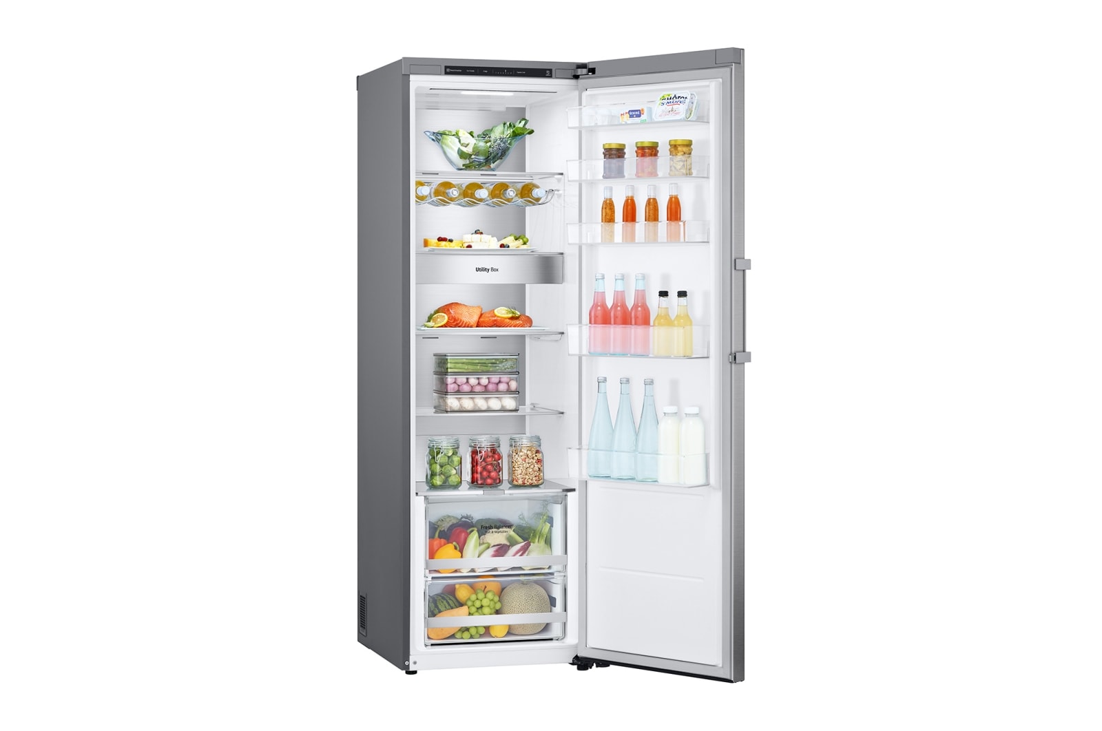 LG 386L Fritstående køleskab (Metal Sorbet) - Energiklasse E, Door Cooling™, LINEARCooling™, FRESHBalancer™, Smart Diagnosis™, GLT71MBCSZ