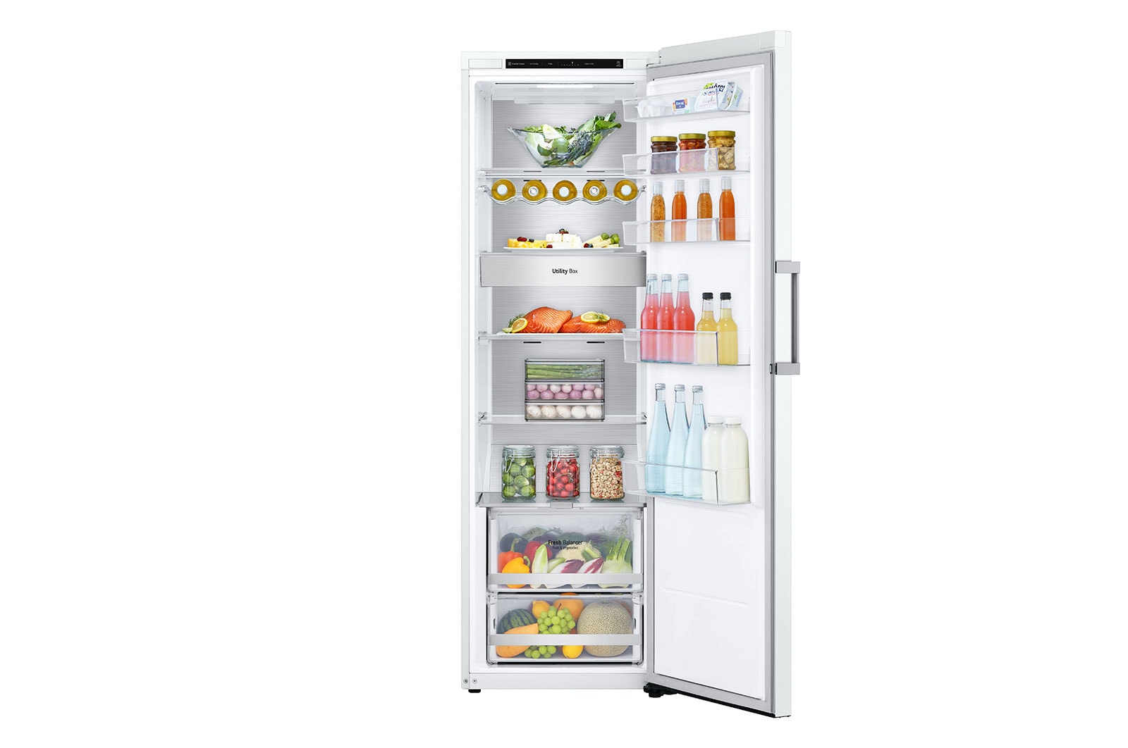 LG 386L Fritstående køleskab (Hvid) - Energiklasse D, Door Cooling™, LINEARCooling™, FRESHBalancer™, Smart Diagnosis™ , GLT71SWCSF