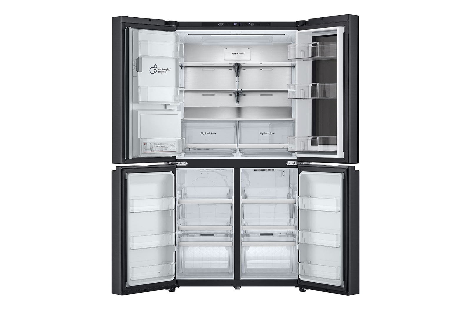 LG 638L InstaView French Door (Essence Black) - Energiklasse E, Vand-/isdispenser med vandtilkobling, Smart Diagnosis™ med Wi-Fi, GMG960EVJE