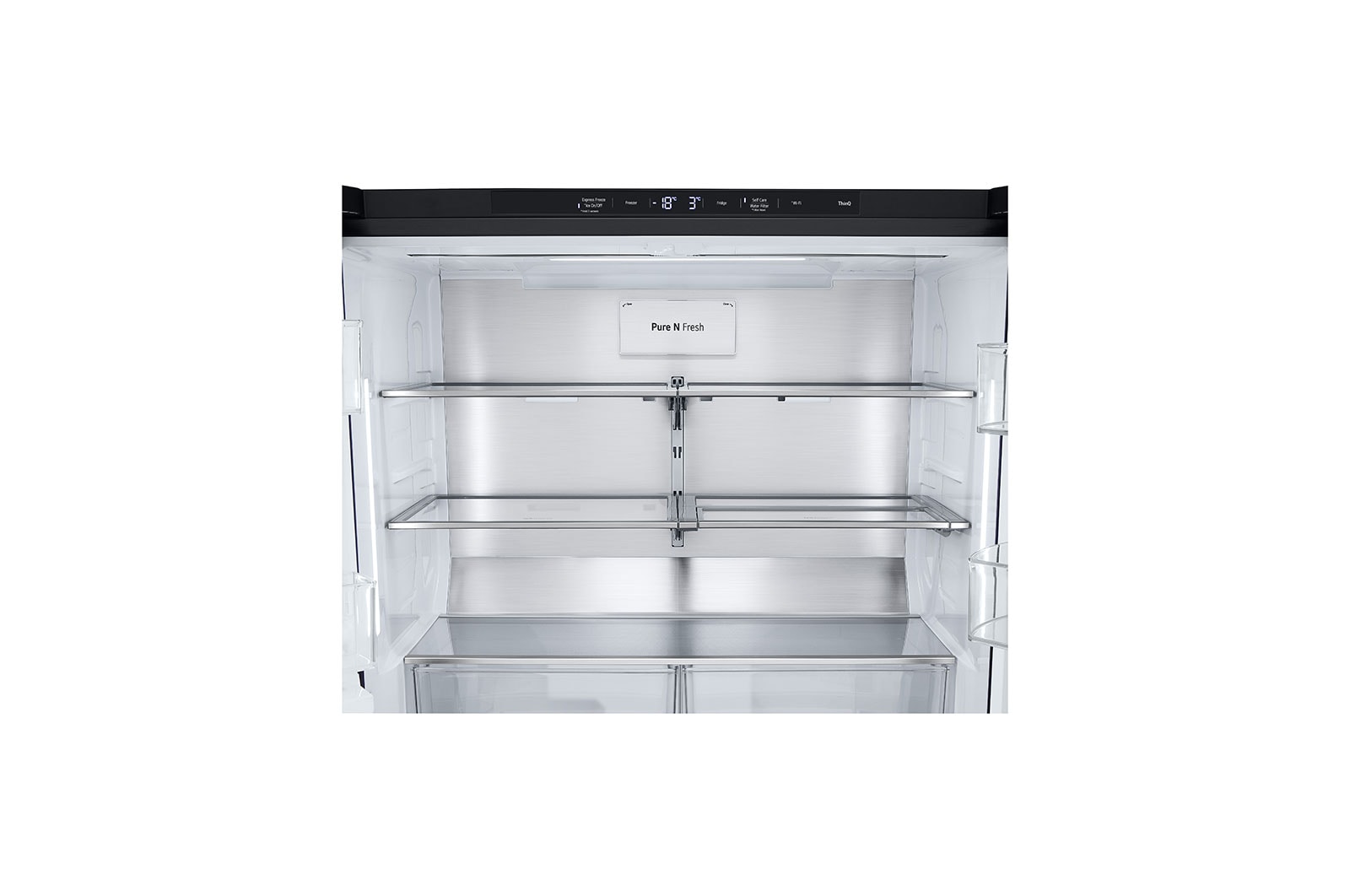 LG 638L InstaView French Door (Essence Black) - Energiklasse E, Vand-/isdispenser med vandtilkobling, Smart Diagnosis™ med Wi-Fi, GMG960EVJE