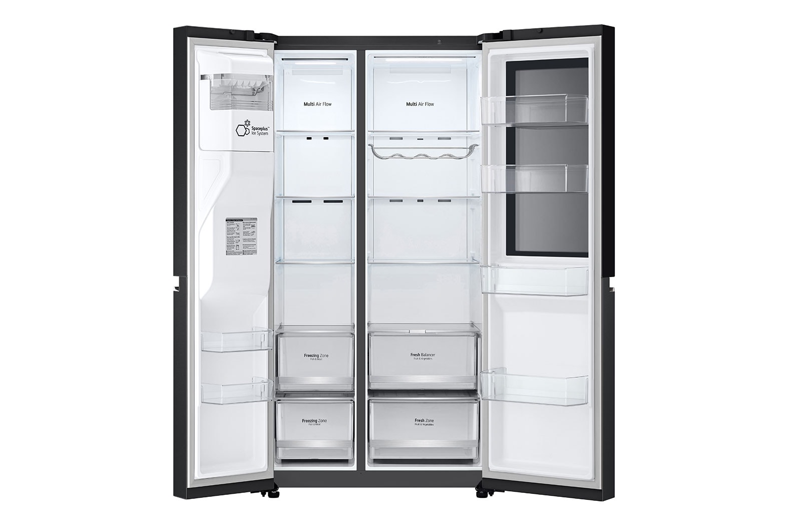 LG 635L InstaView™ Side by Side (Matte Black), Energiklasse E, Vand-/isdispenser med vandtilkobling, Smart Diagnosis™ med Wi-Fi, GSGV80EPLL