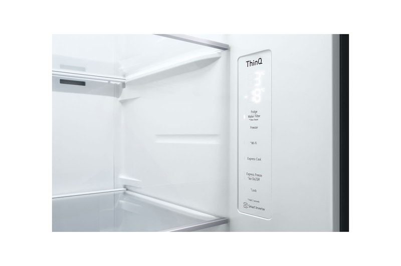 LG 635L InstaView™ Side by Side (Matte Black), Energiklasse E, Vand-/isdispenser med vandtilkobling, Smart Diagnosis™ med Wi-Fi, GSGV80EPLL