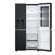 LG 635L InstaView™ Side by Side (Matte Black), Energiklasse E, Vand-/isdispenser med vandtilkobling, Smart Diagnosis™ med Wi-Fi, GSGV80EPLL
