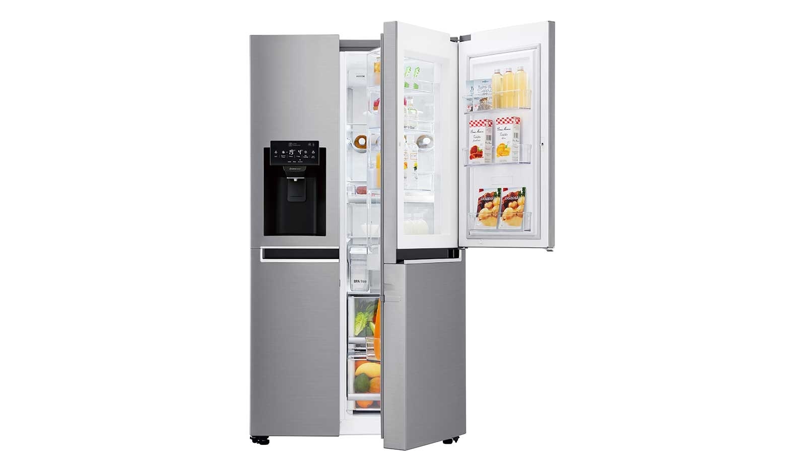 LG 625L Door in Door™ Side by Side (Shiny Steel) Energiklasse F Non Plumbing, Smart Diagnosis™ med wifi, GSJ761PZTZ