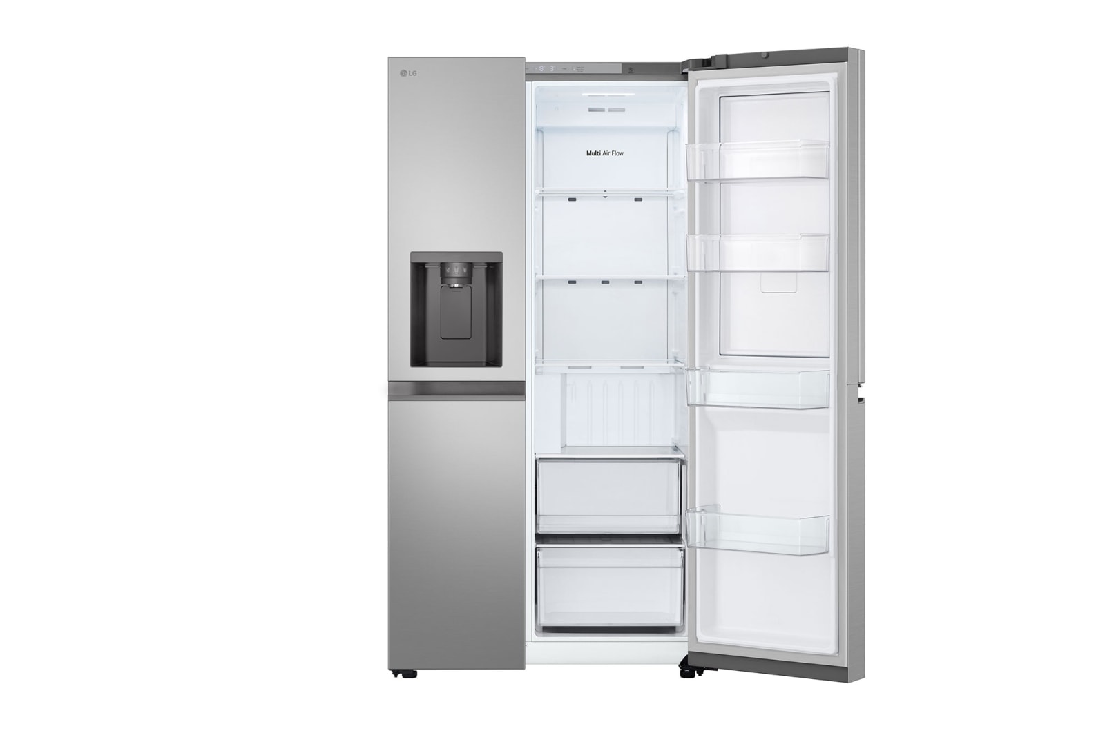 LG 638L Door in Door™ Side by Side (Prime Silver), Energiklasse E, Vand-/isdispenser med vandtilkobling, Smart Diagnosis™ , GSJC40PYPE