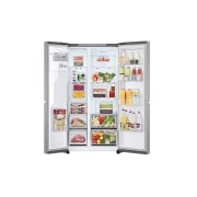 LG 638L Door in Door™ Side by Side (Prime Silver), Energiklasse E, Vand-/isdispenser med vandtilkobling, Smart Diagnosis™ , GSJC40PYPE