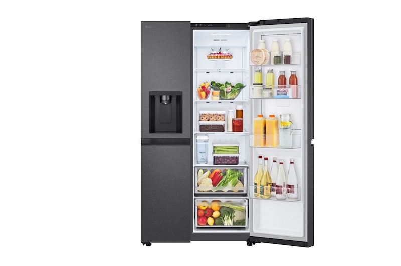 LG 641L Door in Door™ Side by Side (Matte Black), Energiklasse E, Vand-/isdispenser uden vandtilkobling, Smart Diagnosis™ , GSJC41EPPE