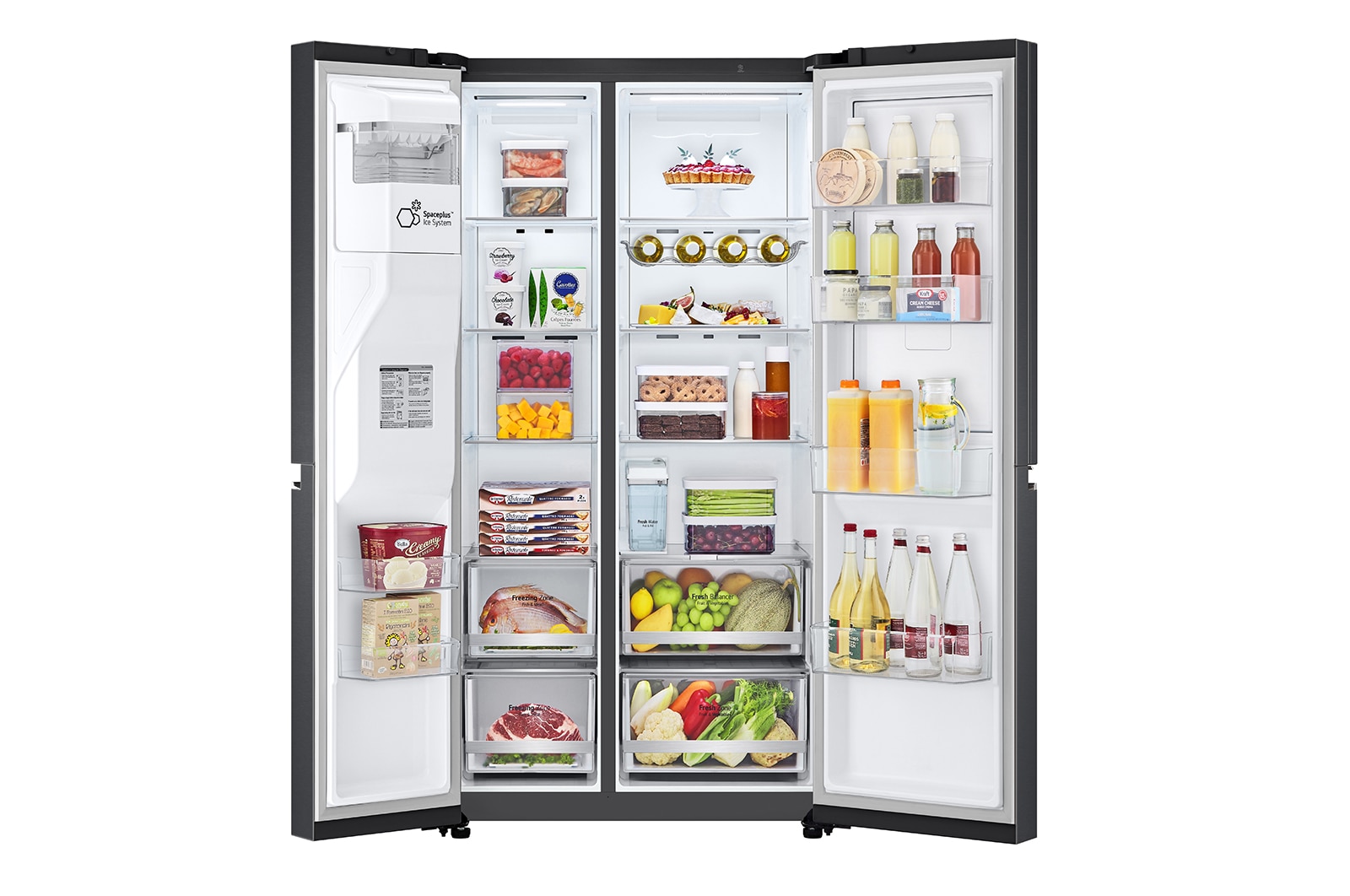 LG 635L Door in Door™ Side by Side (Matte Black Stainless Steel), Energiklasse E, Vand-/isdispenser uden vandtilkobling, Smart Diagnosis™ med Wi-Fi, GSJV71MCLE