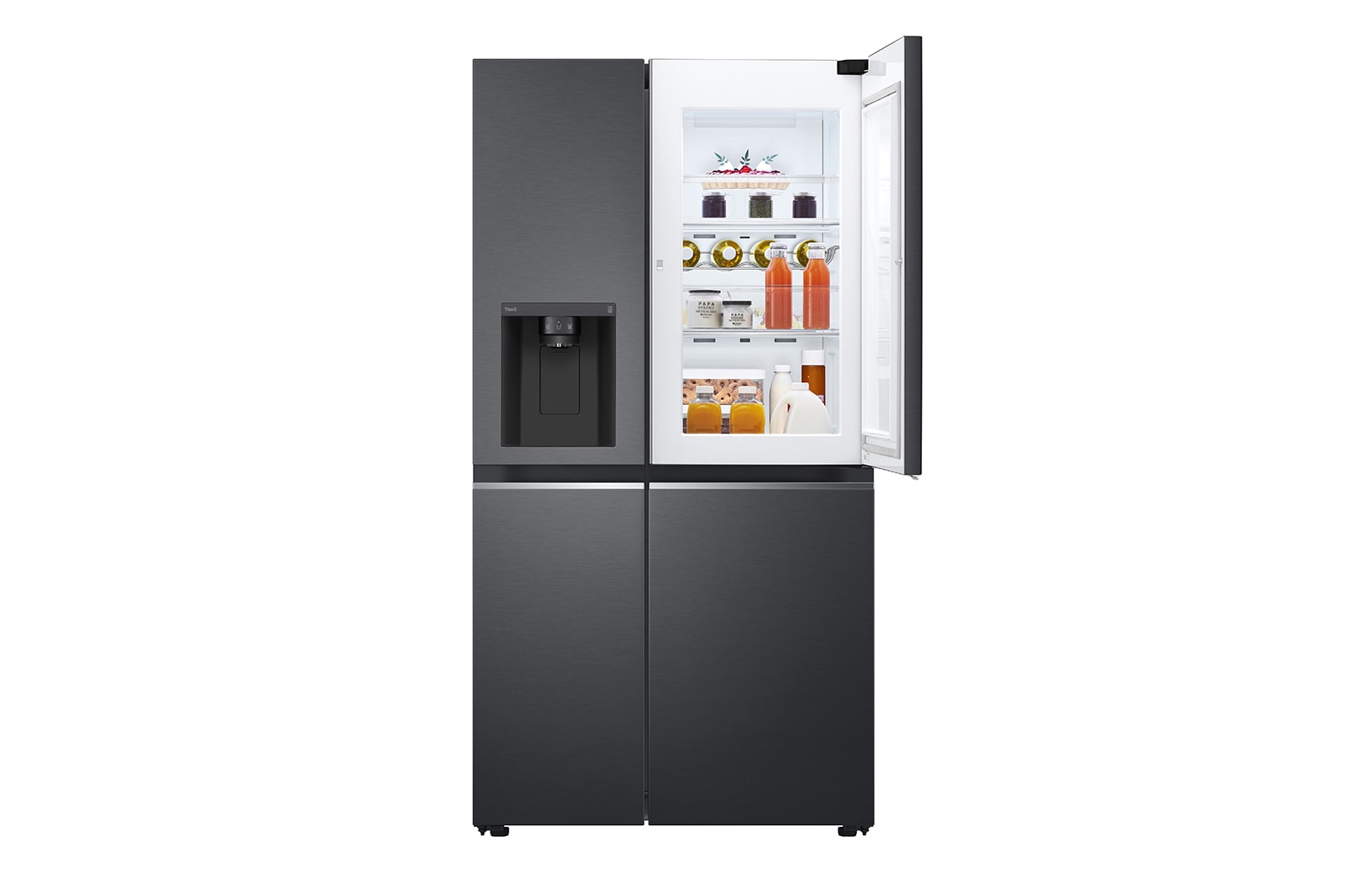 LG 635L Door in Door™ Side by Side (Matte Black Stainless Steel), Energiklasse E, Vand-/isdispenser uden vandtilkobling, Smart Diagnosis™ med Wi-Fi, GSJV71MCLE