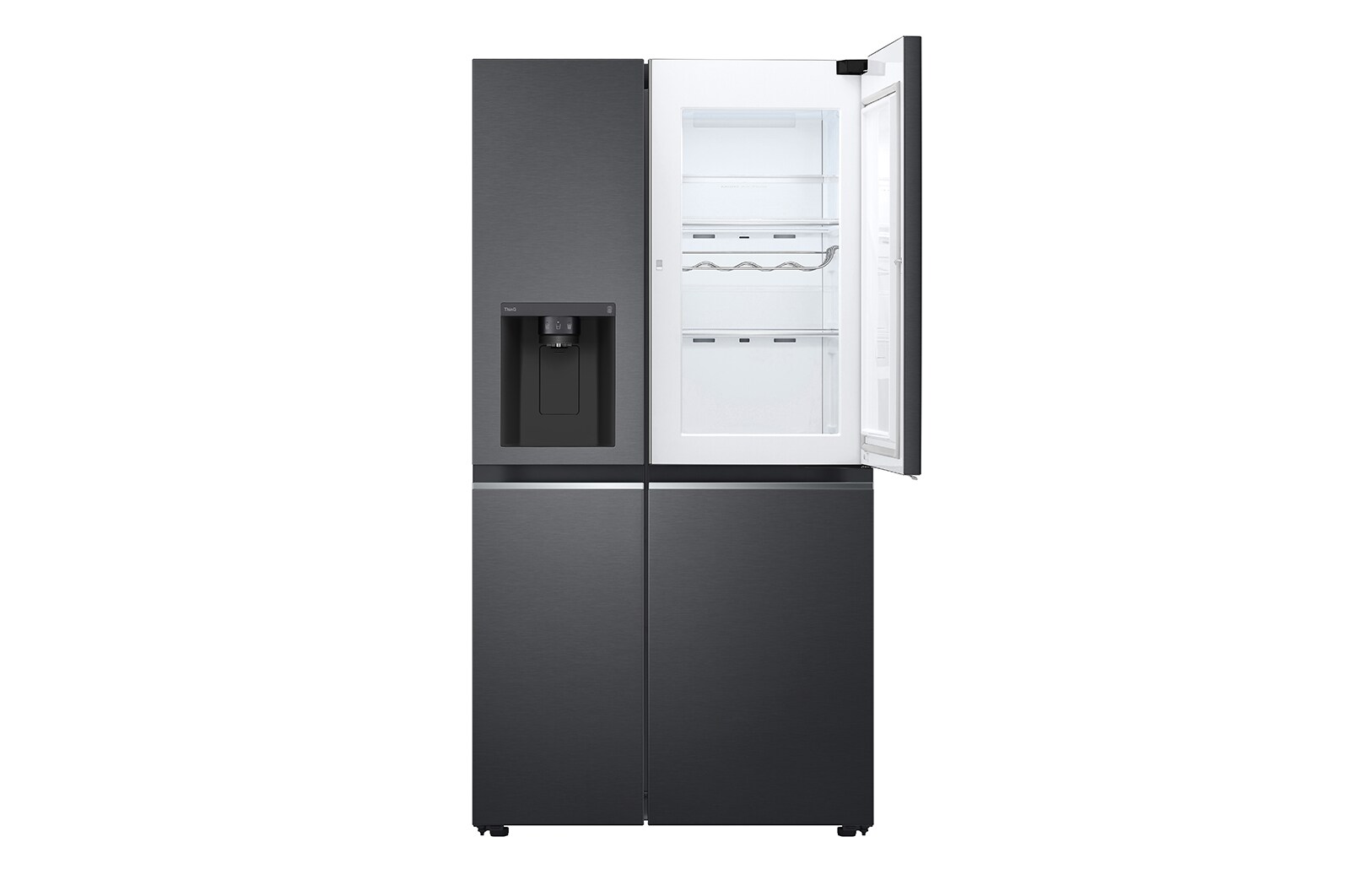 LG 635L Door in Door™ Side by Side (Matte Black Stainless Steel), Energiklasse E, Vand-/isdispenser uden vandtilkobling, Smart Diagnosis™ med Wi-Fi, GSJV71MCLE