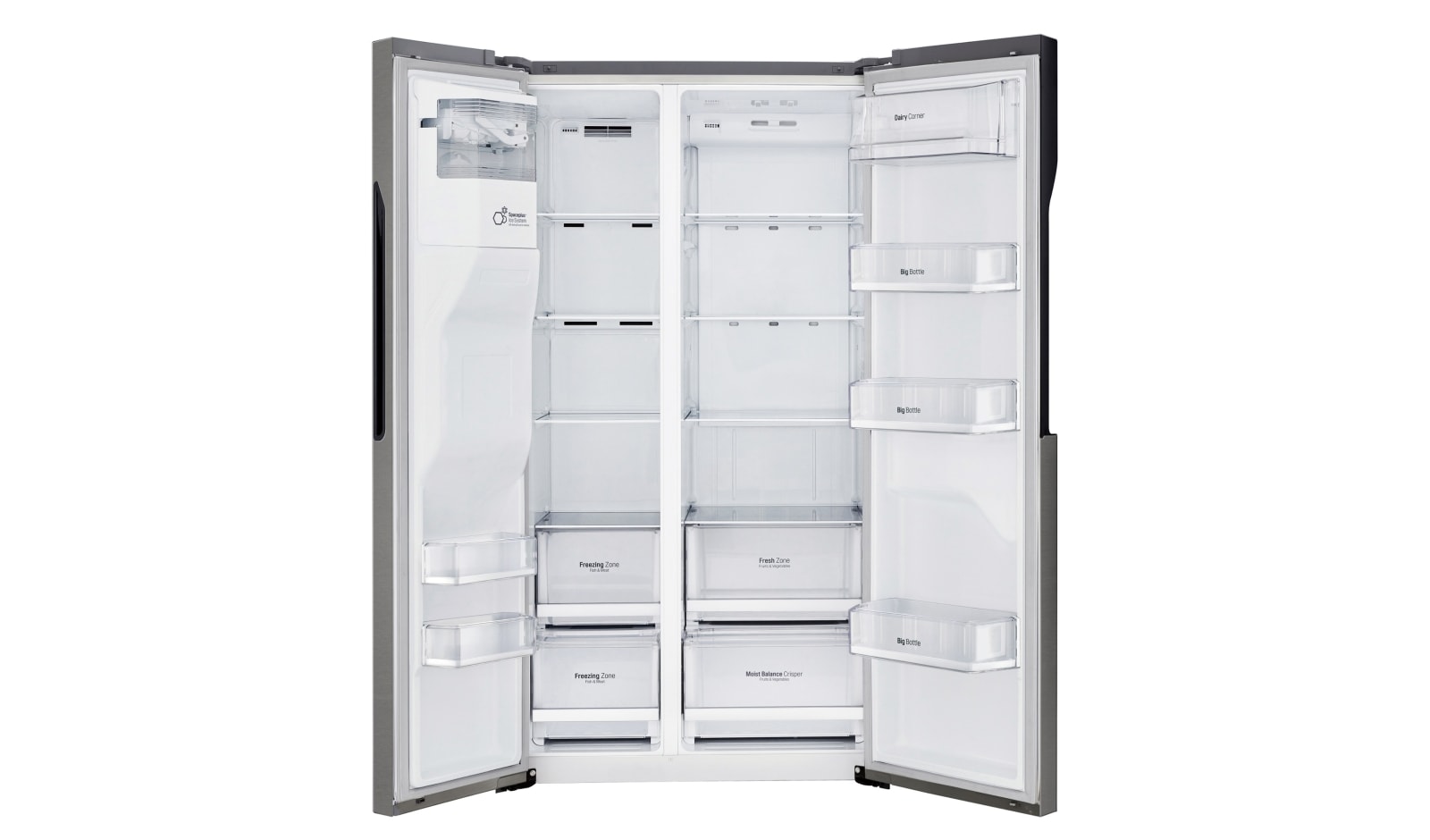 LG 606L Side by Side (mørkegrå) - Is og vand dispenser Energiklasse F Plumbing, Smart Diagnosis™, GSL360ICEV