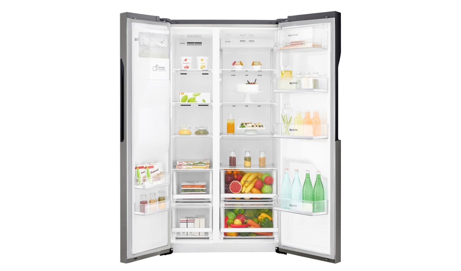 LG 606L Side by Side (mørkegrå) - Is og vand dispenser Energiklasse F Plumbing, Smart Diagnosis™, GSL360ICEV