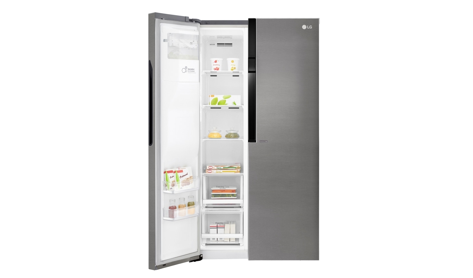 LG 606L Side by Side (mørkegrå) - Is og vand dispenser Energiklasse F Plumbing, Smart Diagnosis™, GSL360ICEV