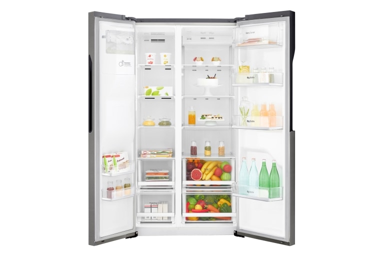 LG 606L Side by Side (mørkegrå) - Is og vand dispenser Energiklasse F Plumbing, Smart Diagnosis™, GSL360ICEV