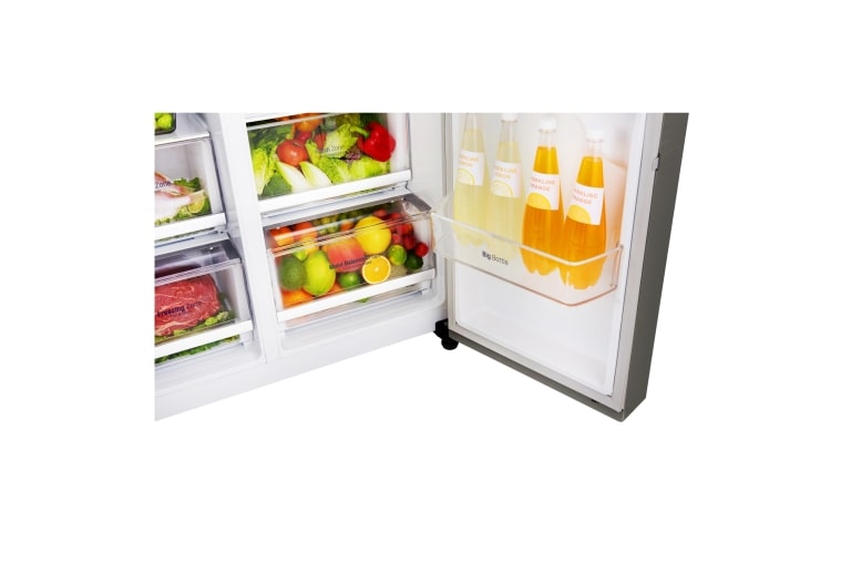 LG 606L Side by Side (mørkegrå) - Is og vand dispenser Energiklasse F Plumbing, Smart Diagnosis™, GSL360ICEV