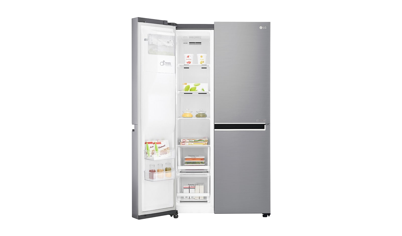 LG 625L Side by Side (Shiny Steel) Energiklasse F, Vand-/isdispenser med vandtilkobling, Smart Diagnosis™ med Wi-Fi, GSL760PZXV