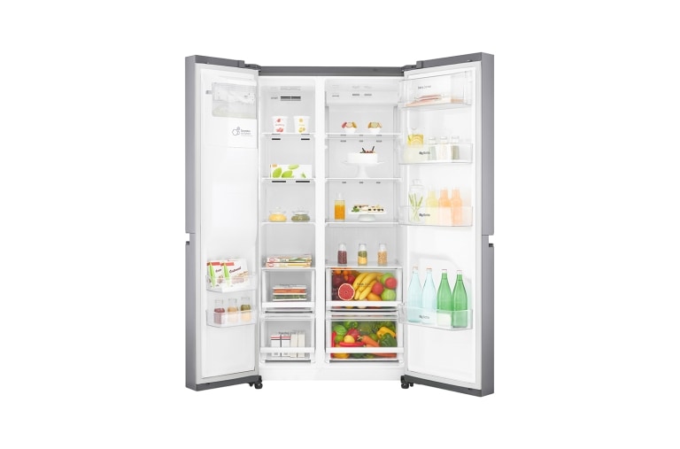LG 625L Side by Side (Shiny Steel) Energiklasse F, Vand-/isdispenser med vandtilkobling, Smart Diagnosis™ med Wi-Fi, GSL760PZXV