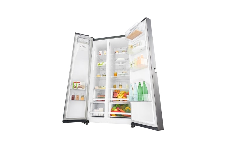 LG 625L Side by Side (Shiny Steel) Energiklasse F, Vand-/isdispenser med vandtilkobling, Smart Diagnosis™ med Wi-Fi, GSL760PZXV