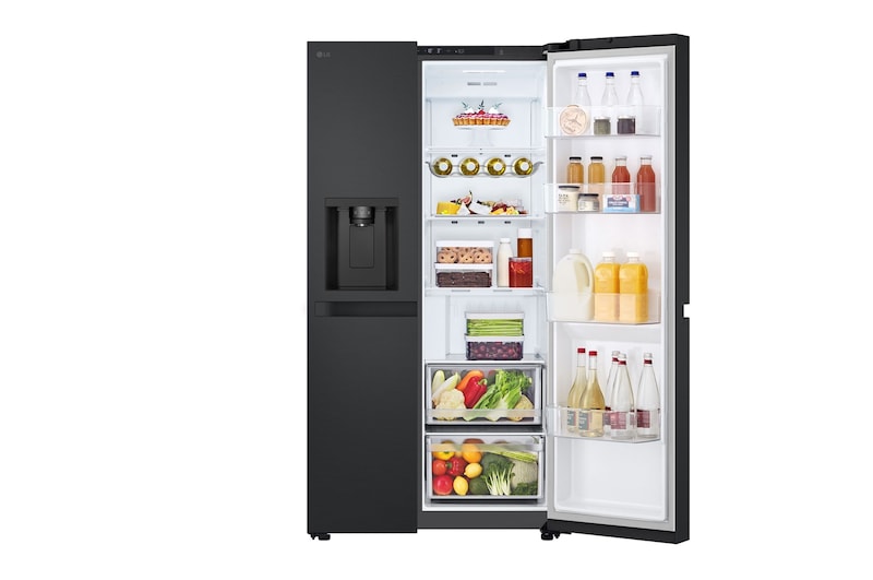 LG 638L Side by Side (Matte Black), Energiklasse E, Vand-/isdispenser med vandtilkobling, Smart Diagnosis™, GSLC40EPPE