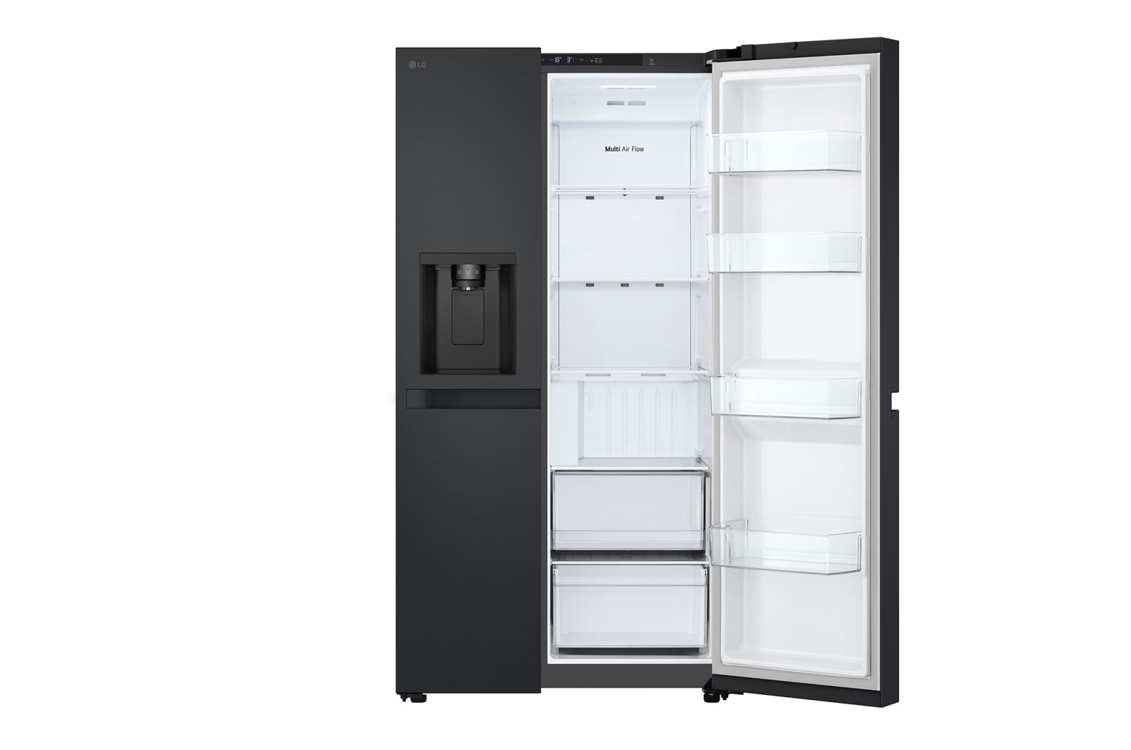 LG 638L Side by Side (Matte Black), Energiklasse E, Vand-/isdispenser med vandtilkobling, Smart Diagnosis™, GSLC40EPPE