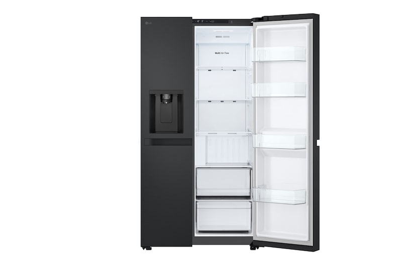 LG 638L Side by Side (Matte Black), Energiklasse E, Vand-/isdispenser med vandtilkobling, Smart Diagnosis™, GSLC40EPPE