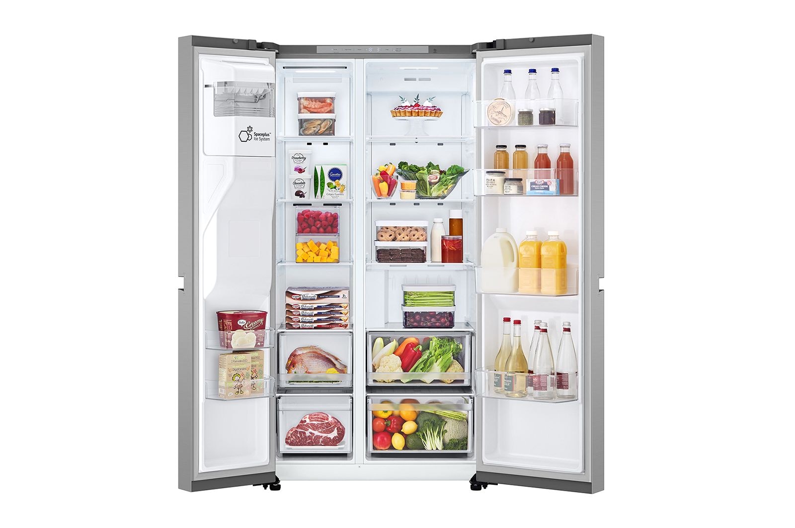 LG 638L Side by Side (Prime Silver), Energiklasse E, Vand-/isdispenser med vandtilkobling, Smart Diagnosis™, GSLC40PYPE