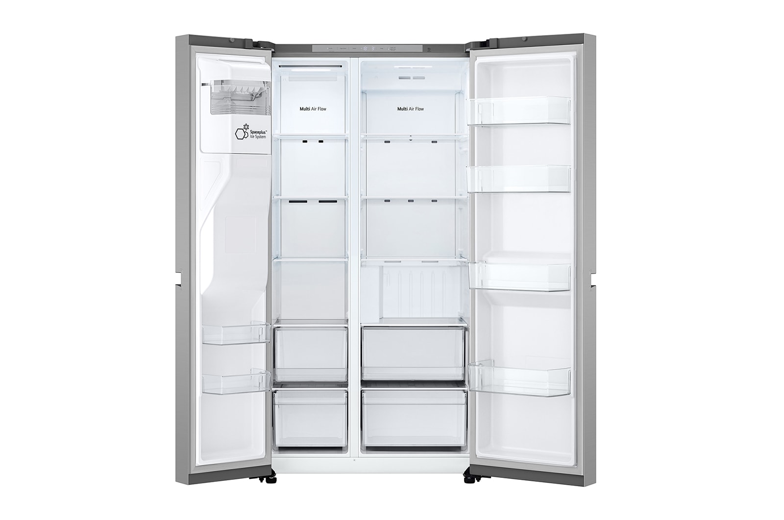 LG 638L Side by Side (Prime Silver), Energiklasse E, Vand-/isdispenser med vandtilkobling, Smart Diagnosis™, GSLC40PYPE