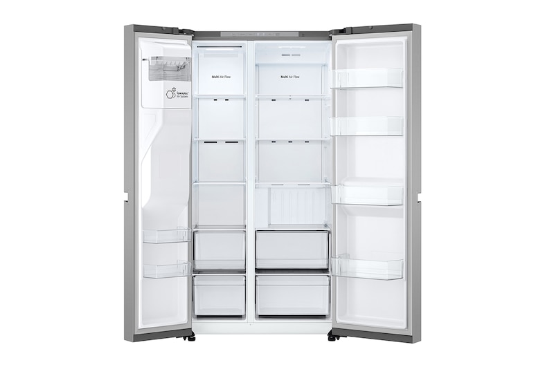 LG 638L Side by Side (Prime Silver), Energiklasse E, Vand-/isdispenser med vandtilkobling, Smart Diagnosis™, GSLC40PYPE