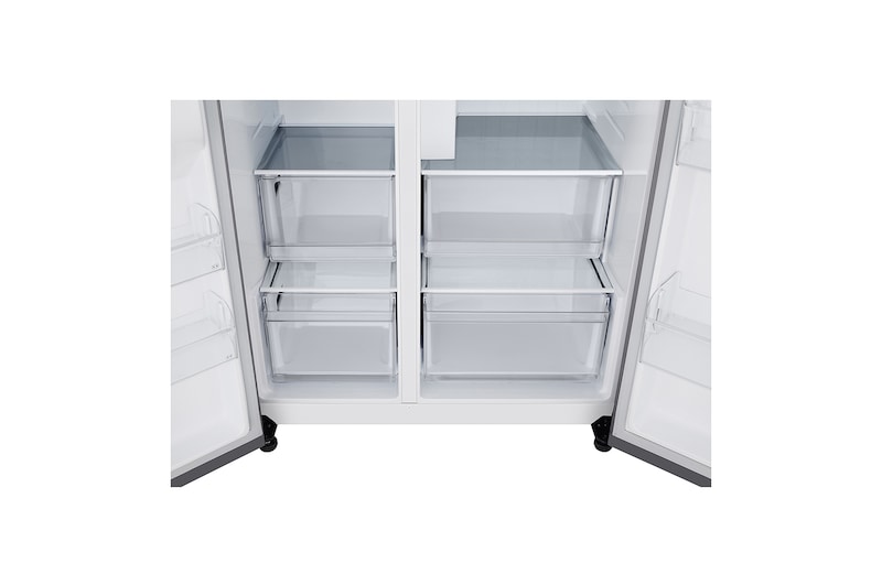 LG 638L Side by Side (Prime Silver), Energiklasse E, Vand-/isdispenser med vandtilkobling, Smart Diagnosis™, GSLC40PYPE