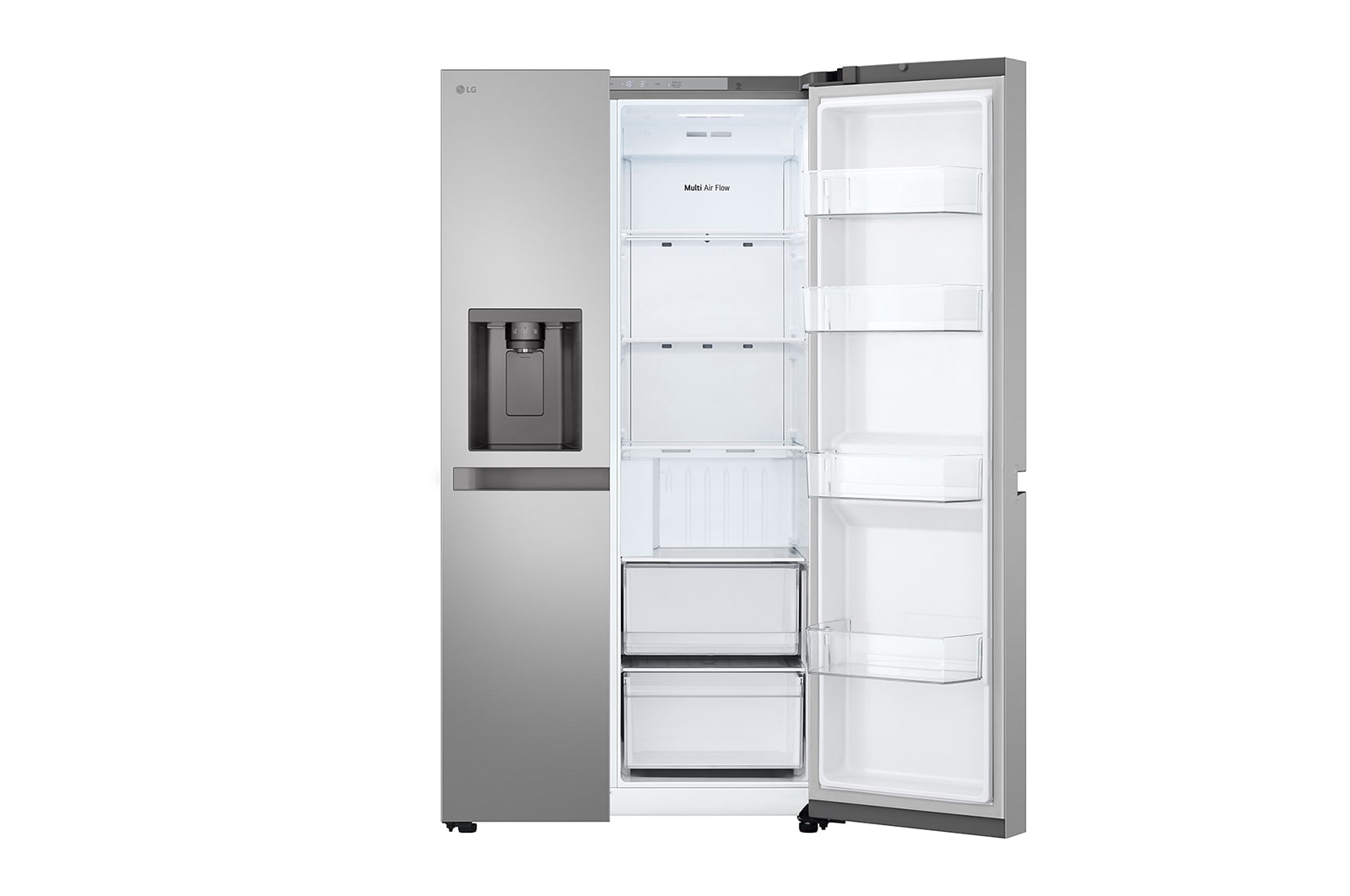 LG 638L Side by Side (Prime Silver), Energiklasse E, Vand-/isdispenser med vandtilkobling, Smart Diagnosis™, GSLC40PYPE