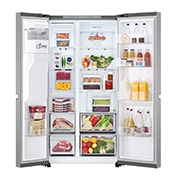 LG 638L Side by Side (Prime Silver), Energiklasse E, Vand-/isdispenser med vandtilkobling, Smart Diagnosis™, GSLC40PYPE