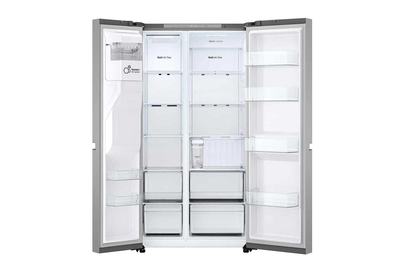 LG 641L Side by Side (Prime Silver), Energiklasse E, Vand-/isdispenser uden vandtilkobling, Smart Diagnosis™, GSLC41PYPE