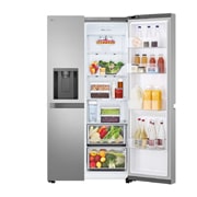 LG 641L Side by Side (Prime Silver), Energiklasse E, Vand-/isdispenser uden vandtilkobling, Smart Diagnosis™, GSLC41PYPE