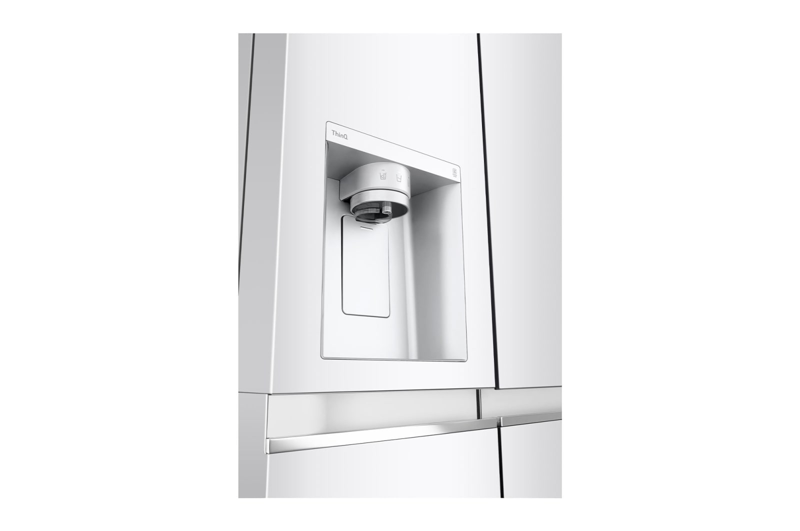LG 635L Side by Side (Hvid), Is og vand dispenser, Energiklasse E, Vand-/isdispenser uden vandtilkobling, Smart Diagnosis™ med Wi-Fi, GSLV71SWTE