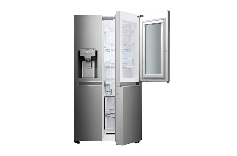 LG 625L InstaView Door in Door™ Side by Side (Perfect Steel) - Energiklasse F, Vand-/isdispenser uden vandtilkobling og Smart Diagnosis™ med Wi-Fi, GSX961NSAZ