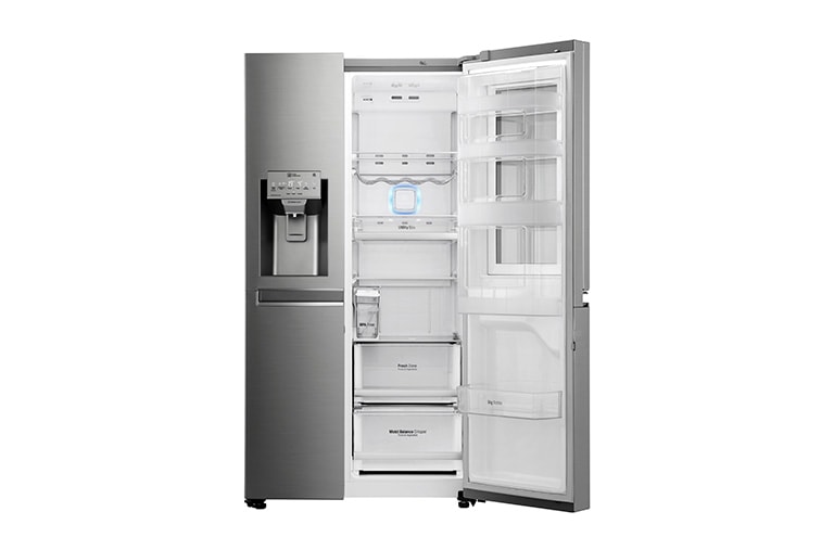 LG 625L InstaView Door in Door™ Side by Side (Perfect Steel) - Energiklasse F, Vand-/isdispenser uden vandtilkobling og Smart Diagnosis™ med Wi-Fi, GSX961NSAZ