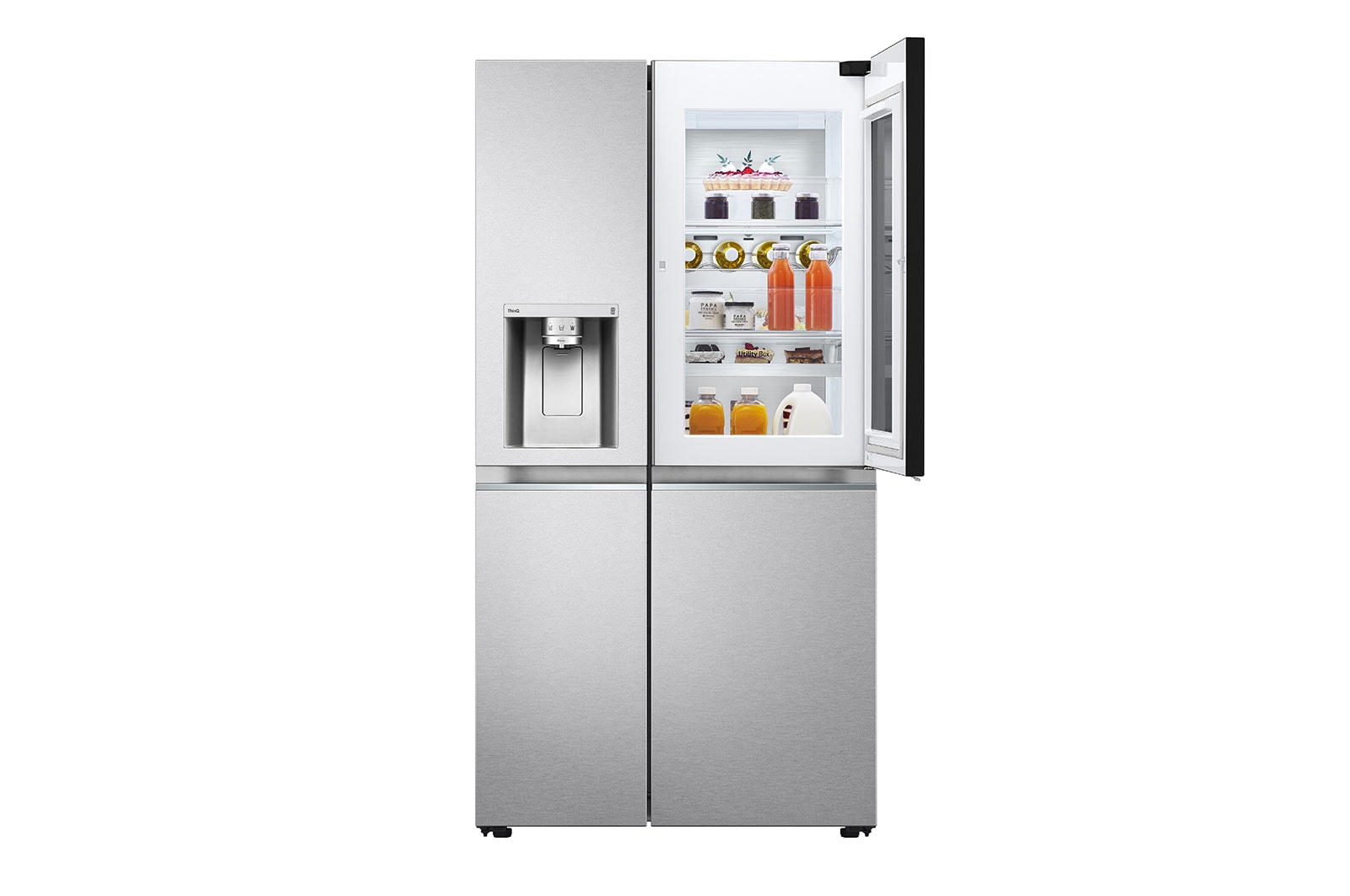 LG 635L InstaView Door in Door™ Side by Side (Metal Sorbet), Energiklasse E, Vand-/isdispenser uden vandtilkobling, Smart Diagnosis™ med Wi-Fi, GSXV91MBAE