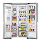LG 635L InstaView Door in Door™ Side by Side (Metal Sorbet), Energiklasse F, Vand-/isdispenser uden vandtilkobling, Smart Diagnosis™ med Wi-Fi, GSXV91MBAF
