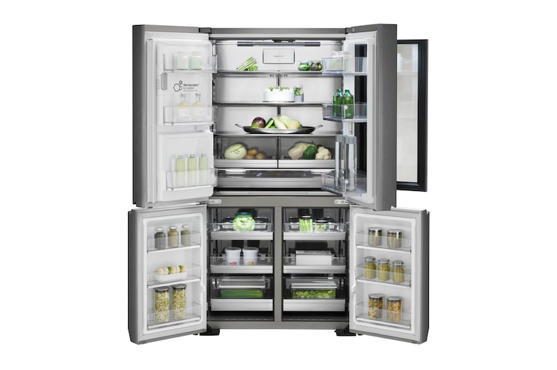 LG SIGNATURE - 643L InstaView Door™ in Door French Door (Noble Steel) Energy Class F, Vand-/isdispenser med vandtilkobling og Smart Diagnosis™ med Wi-Fi