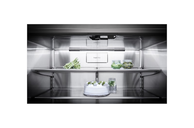 LG SIGNATURE - 643L InstaView Door™ in Door French Door (Noble Steel) Energy Class F, Vand-/isdispenser med vandtilkobling og Smart Diagnosis™ med Wi-Fi