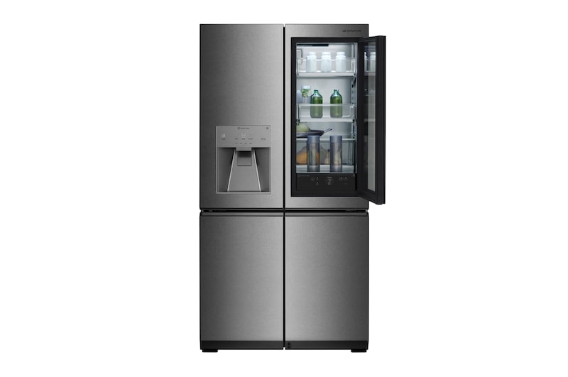 LG SIGNATURE - 643L InstaView Door™ in Door French Door (Noble Steel) Energy Class F, Vand-/isdispenser med vandtilkobling og Smart Diagnosis™ med Wi-Fi