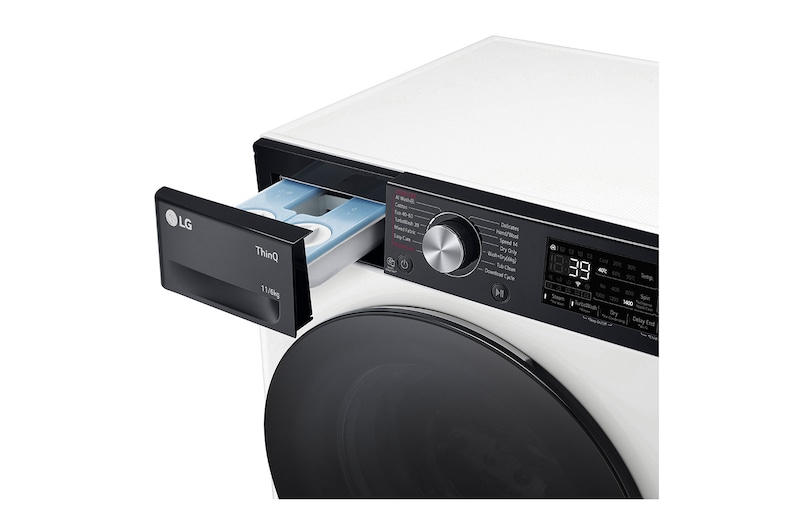 LG 11 kg / 6 kg Kombineret vaskemaskine/tørretumbler(Hvid) - Auto Dose, Steam, Energiklasse D, TurboWash™360, AI DD™, Smart Diagnosis™ med Wi-Fi, CV94E7S2BA