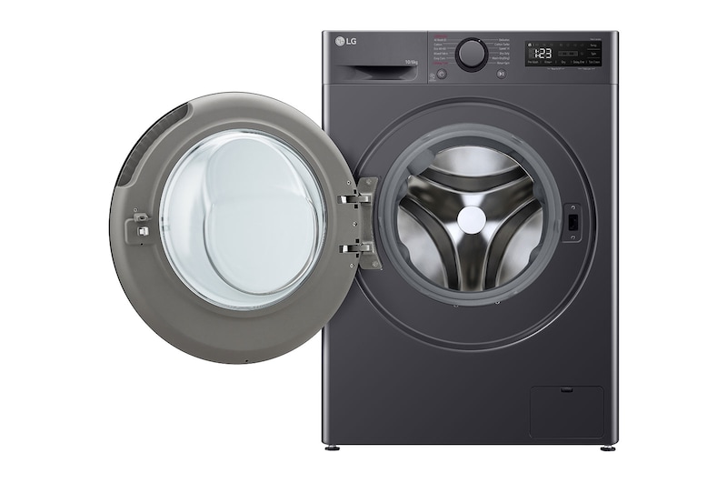 LG 10 kg / 6 kg Kombineret vaskemaskine/tørretumbler(Middle Black) - Steam, Energiklasse A/D, AI DD™, Smart Diagnosis™, F4Y5RRPYJ