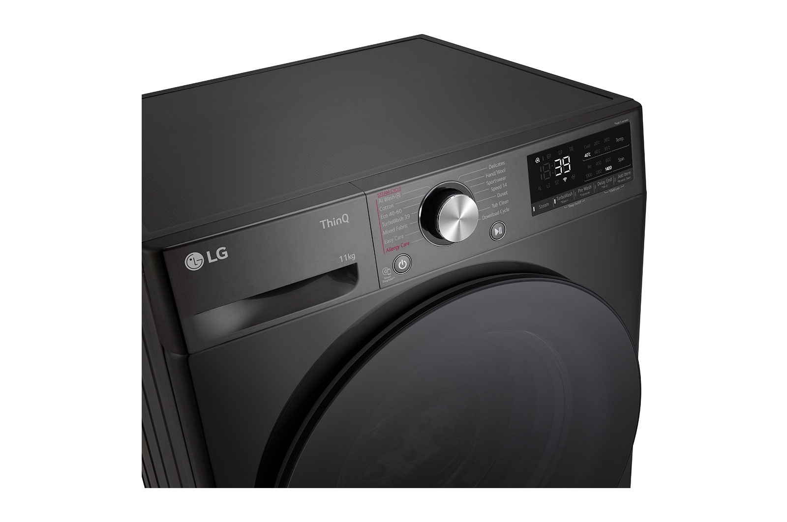 LG 11 kg Vaskemaskin(Sort) - Steam, Energiklasse A, TurboWash360™, AI DD™, Smart Diagnosis™ med Wi-Fi, FV94ENS2QN