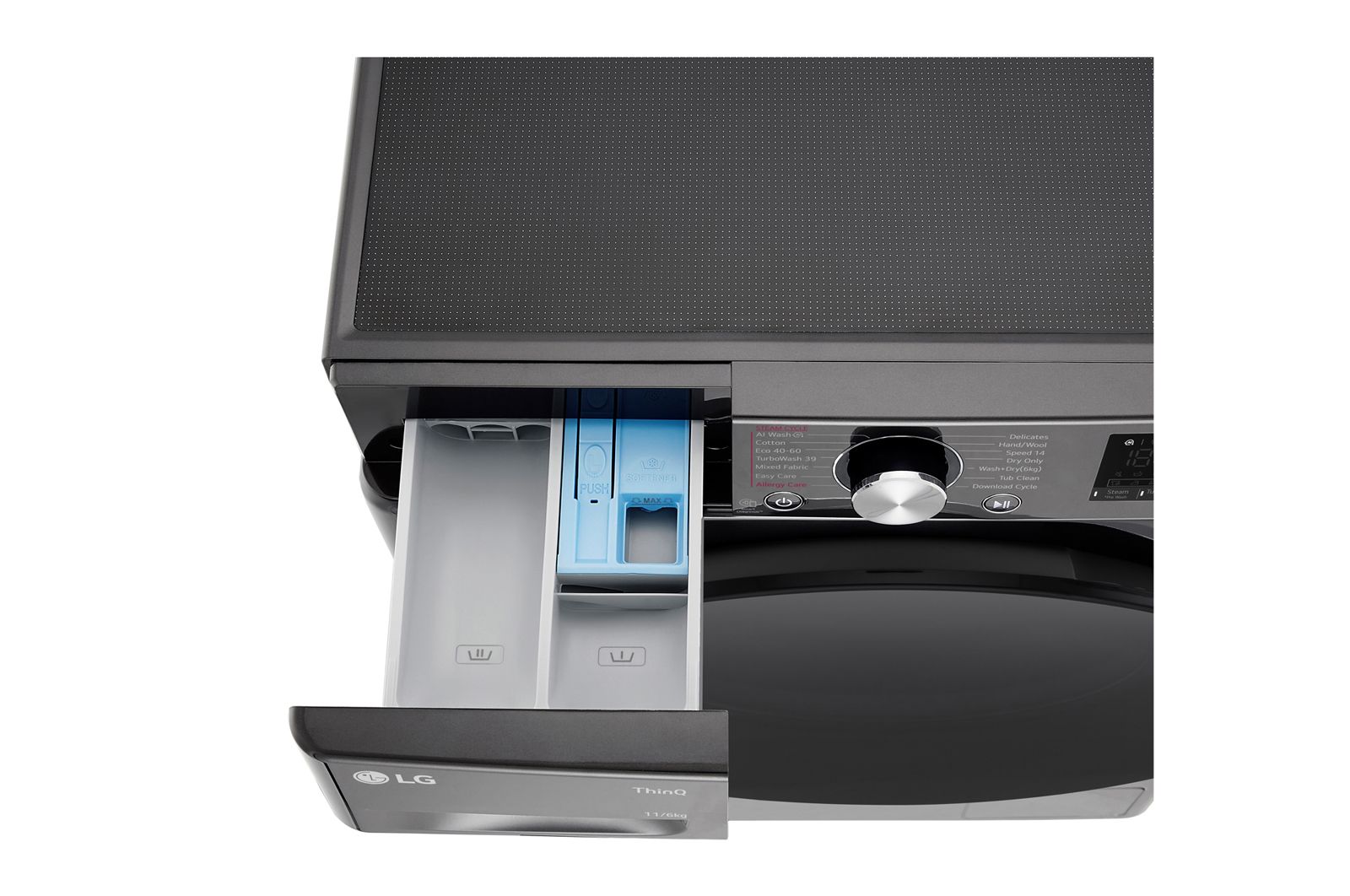 LG 11 kg / 6 kg Kombineret vaskemaskine/tørretumbler(Sort) - Steam, Energiklasse A/D, TurboWash™360, AI DD™, Smart Diagnosis™ med Wi-Fi, P4Y7ERPYZ