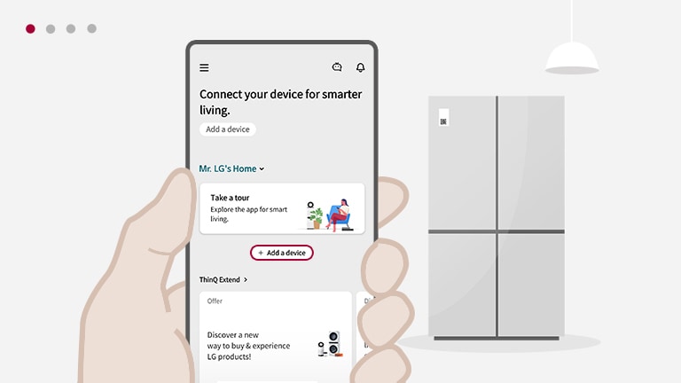 Videoen viser forløbet af produktregistrering til ThinQ ved QR-kodescanning.